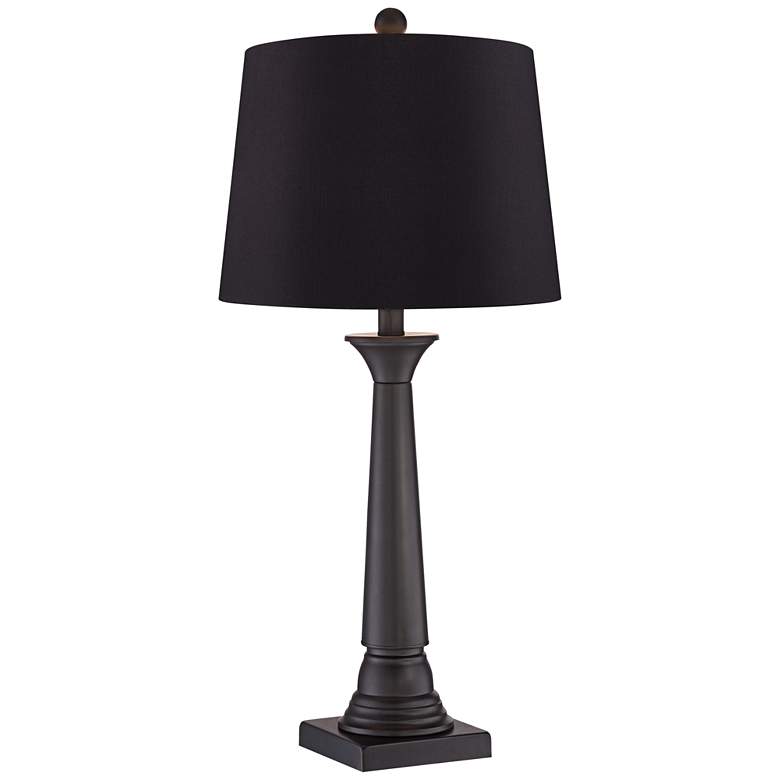 Image 4 360 Lighting Dolbey 28" Bronze Column Black Shade Table Lamps Set of 2 more views