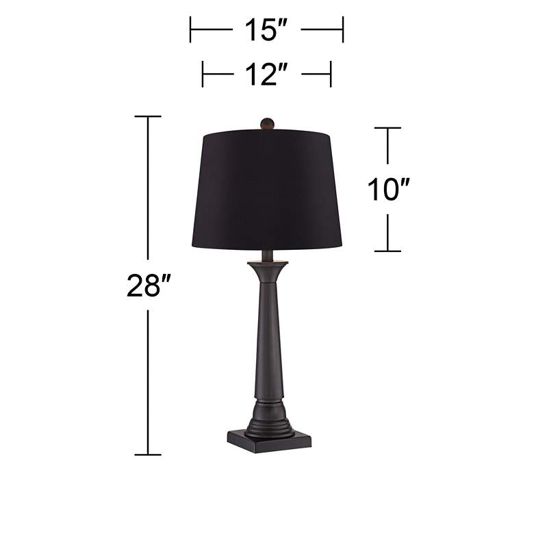 Image 5 360 Lighting Dolbey 28" Bronze Column Black Shade Table Lamps Set of 2 more views