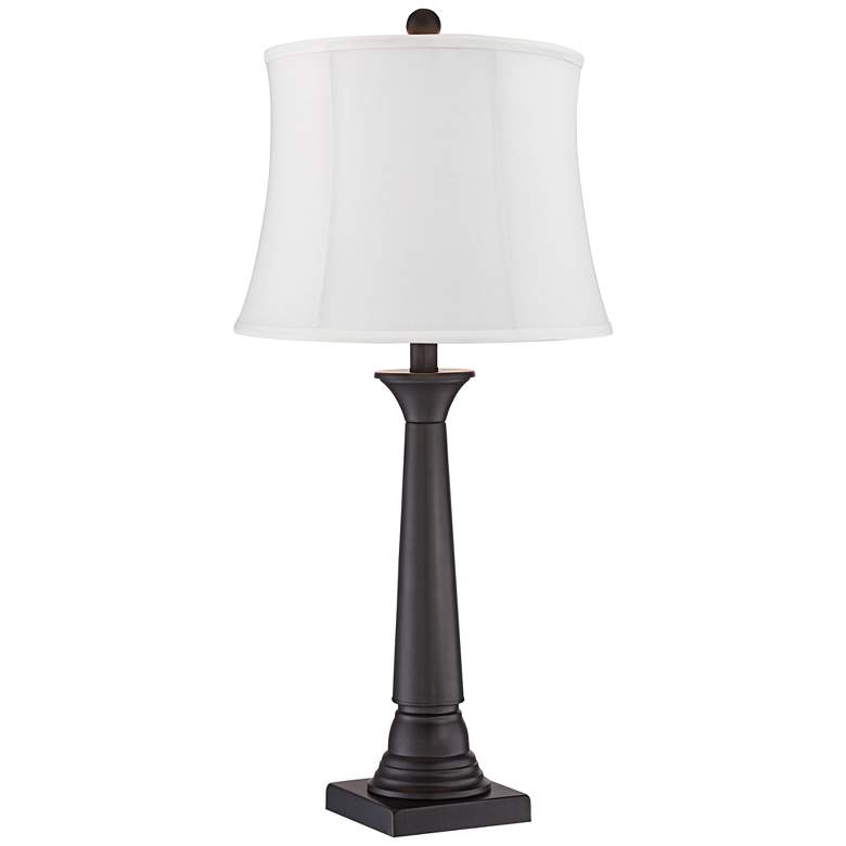 Image 4 360 Lighting Dolbey 28 inch Bronze Column White Shade Table Lamps Set of 2 more views