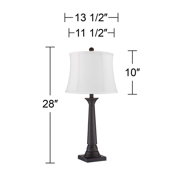 Image 5 360 Lighting Dolbey 28 inch Bronze Column White Shade Table Lamps Set of 2 more views
