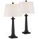 360 Lighting Dolbey 28" High Bronze Column Lamps Set of 2 with Dimmers