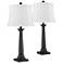 360 Lighting Dolbey Bronze Tapered Column White Shade Table Lamps Set of 2
