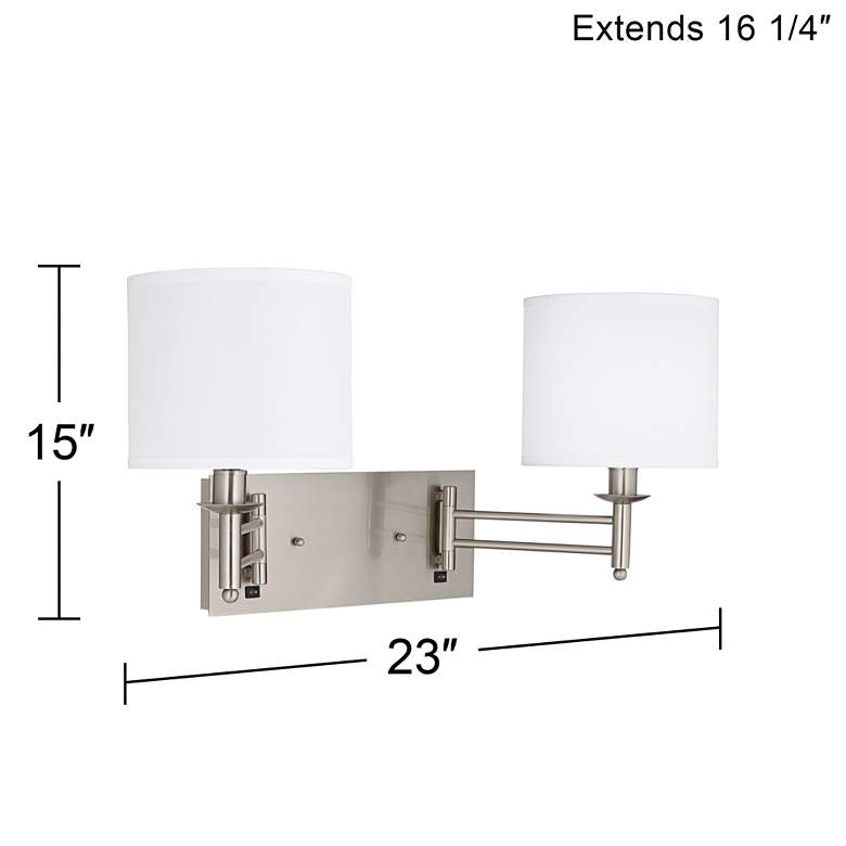Image 4 360 Lighting Double Arm Twin Light Swing Arm Plug-In Wall Lamp more views
