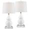360 Lighting Double Gourd White Ceramic Lamps Set of 2 with Acrylic Risers