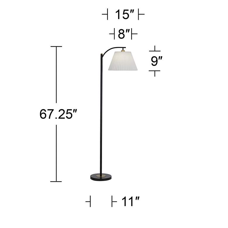 Image 7 360 Lighting Downbridge 67 1/2" Pleated Shade and Black Floor Lamp more views