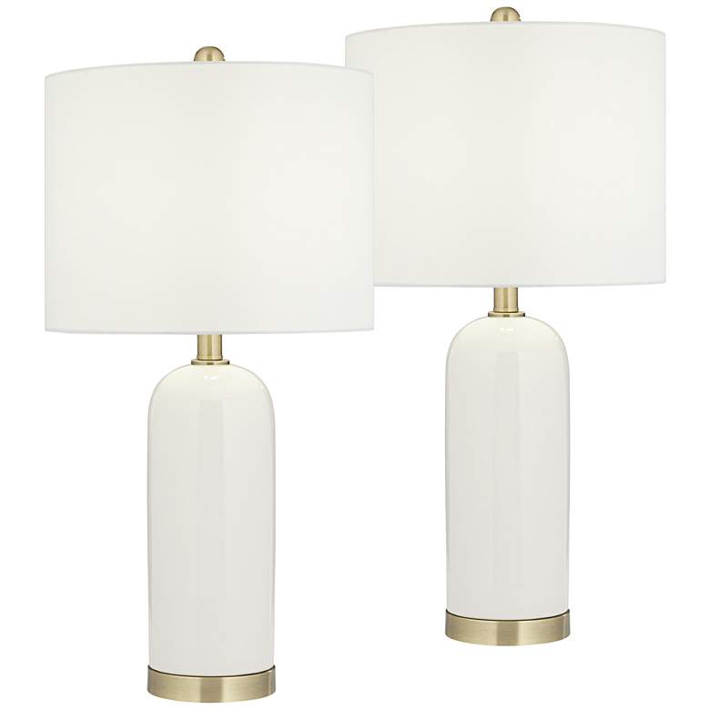 Image 2 360 Lighting Draper 26 inch High Modern White Ceramic Table Lamps Set of 2