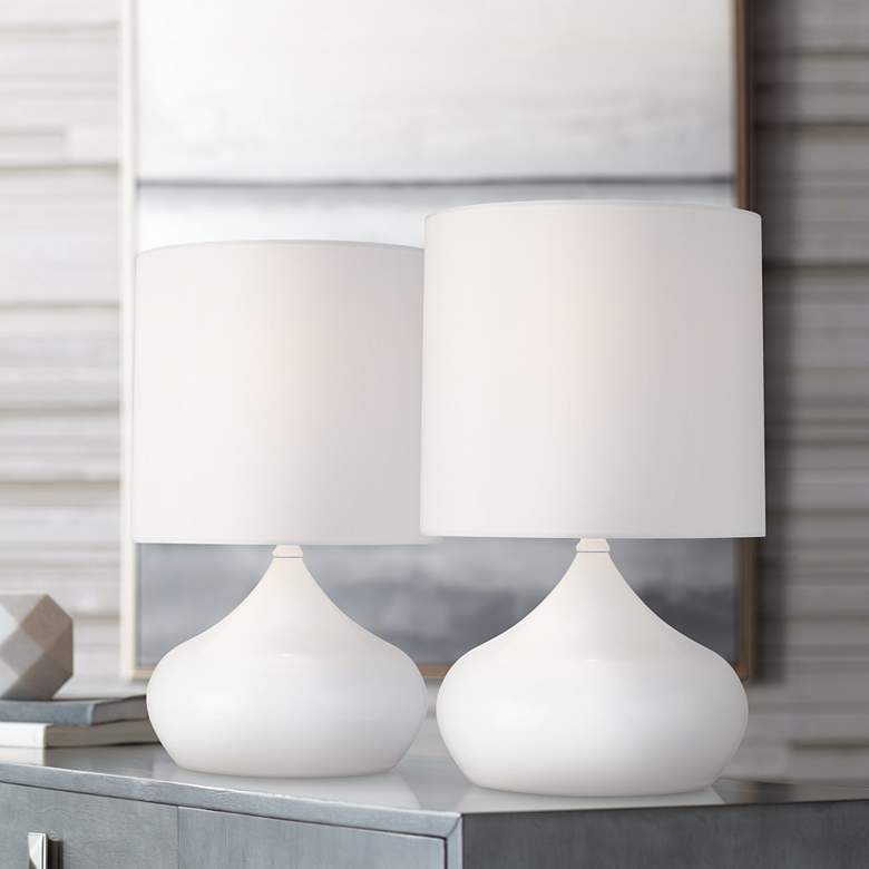Image 1 360 Lighting Droplet 14 3/4" White Modern Accent Lamps Set of 2