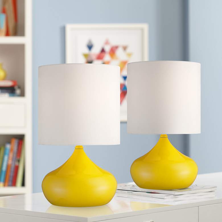 Image 2 360 Lighting Droplet 14 3/4" Yellow Modern Accent Lamps Set of 2