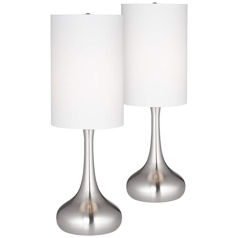Image 1 360 Lighting Droplet 24 1/2" Brushed Steel Modern Table Lamps Set of 2