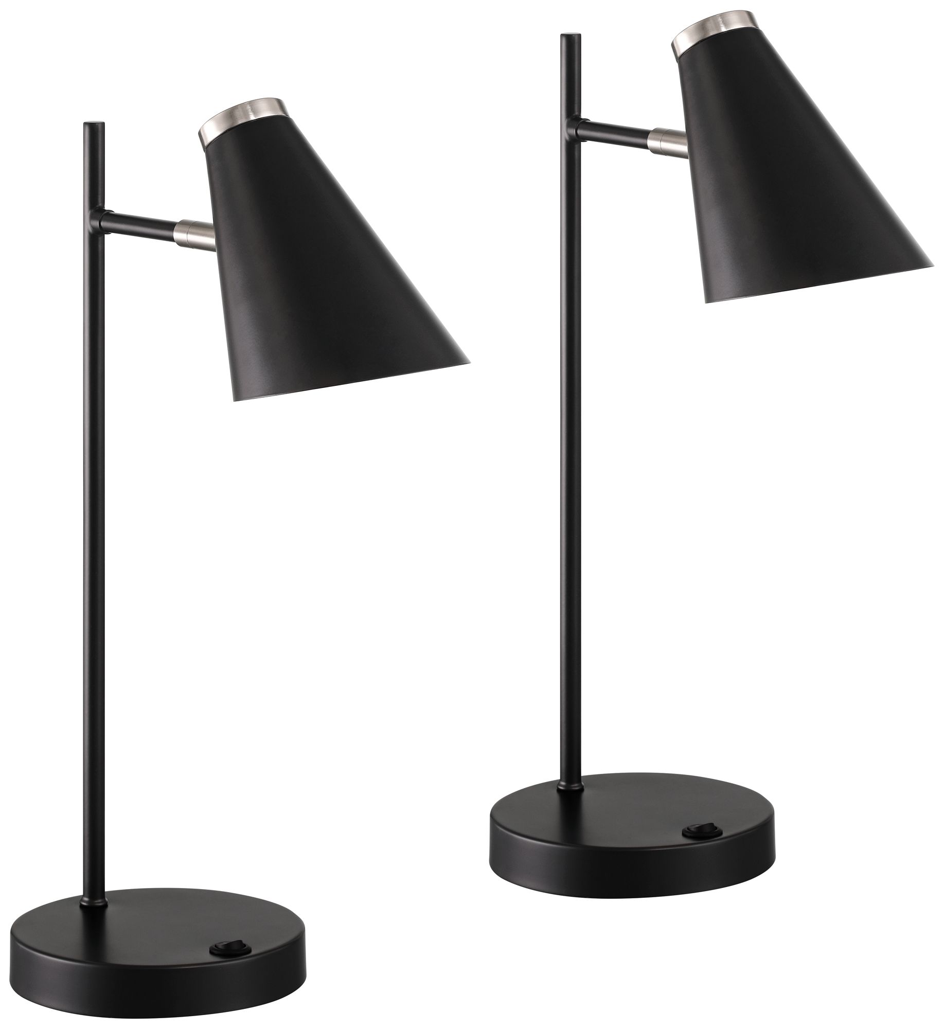 Image 2 360 Lighting Duke 20 3/4" Nickel and Black Modern USB Lamps Set of 2