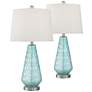 2_360 Lighting Dylan 27 1/2" Blue Glass Lamp Set of 2 with Smart Sockets