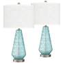 360 Lighting Dylan 27 1/2" White Shade Blue Glass Table Lamps Set of 2