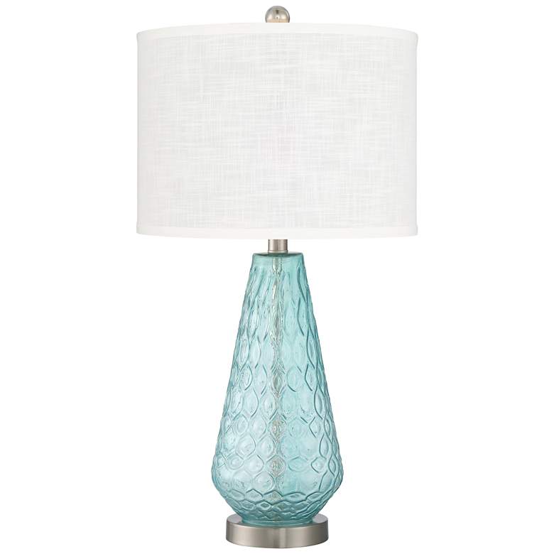 Image 6 360 Lighting Dylan 27 1/2 inch White Shade Blue Glass Table Lamps Set of 2 more views