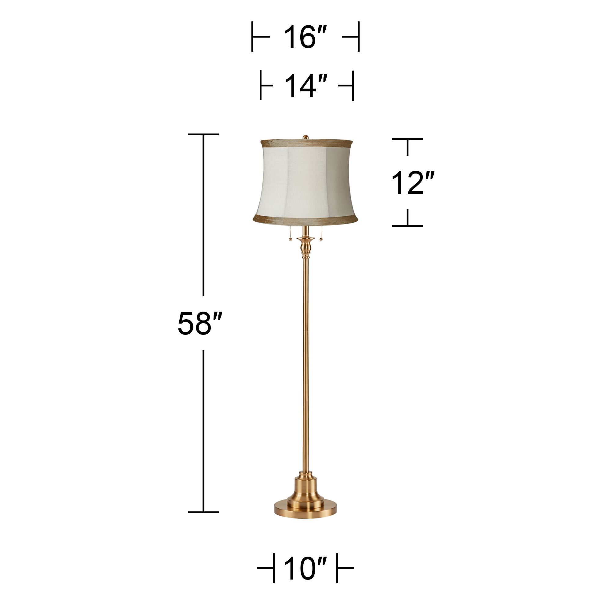 Image 5 360 Lighting Dyna 58" Antique Brass and Ivory Linen Shade Floor Lamp more views