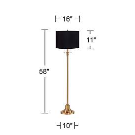 Image5 of 360 Lighting Dyna 58" Antique Brass Black Drum Shade Floor Lamp more views