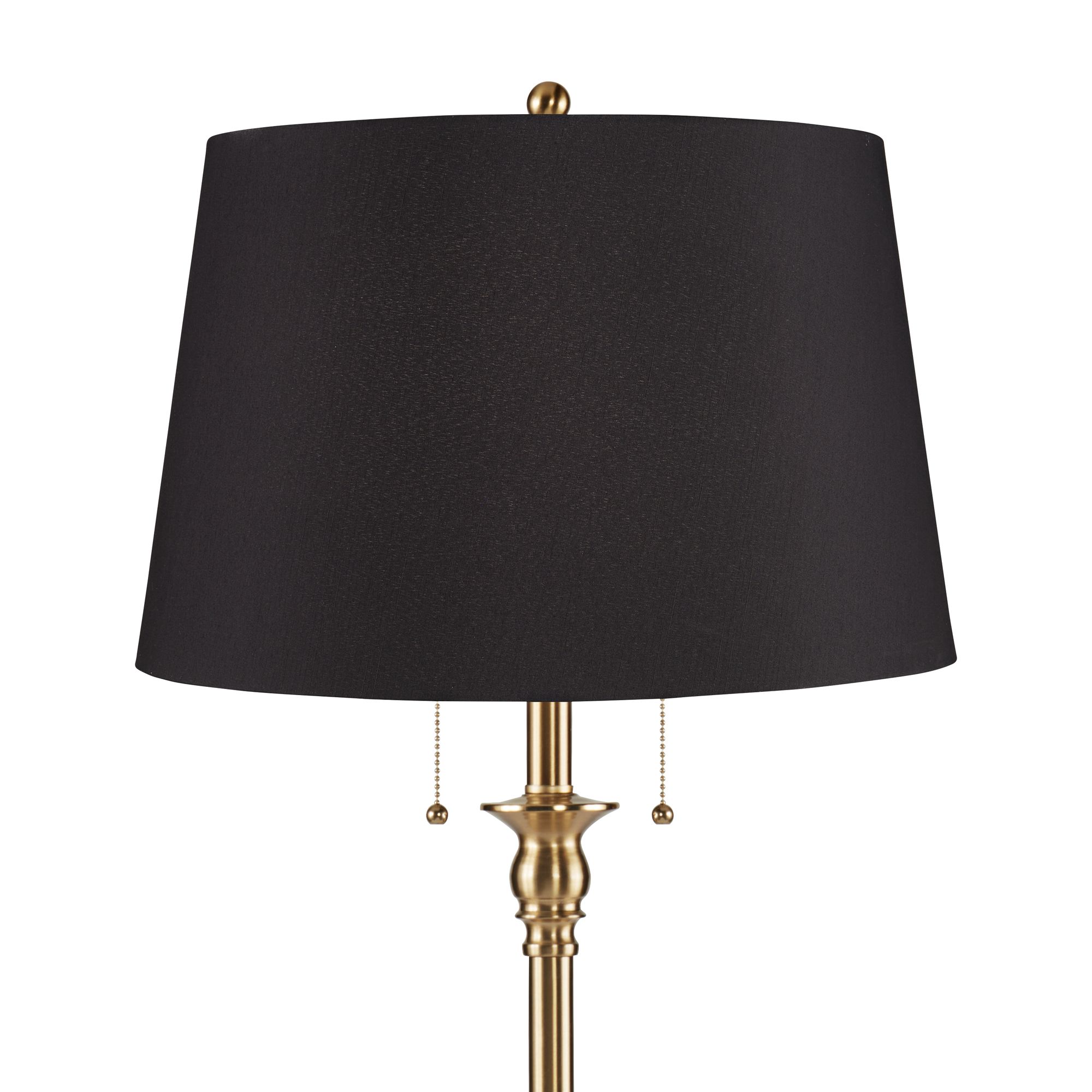 Image 2 360 Lighting Dyna 58" Antique Brass Black Faux Silk Shade Floor Lamp more views