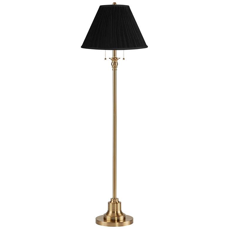 Image 1 360 Lighting Dyna 58" Antique Brass Black Mushroom Shade Floor Lamp