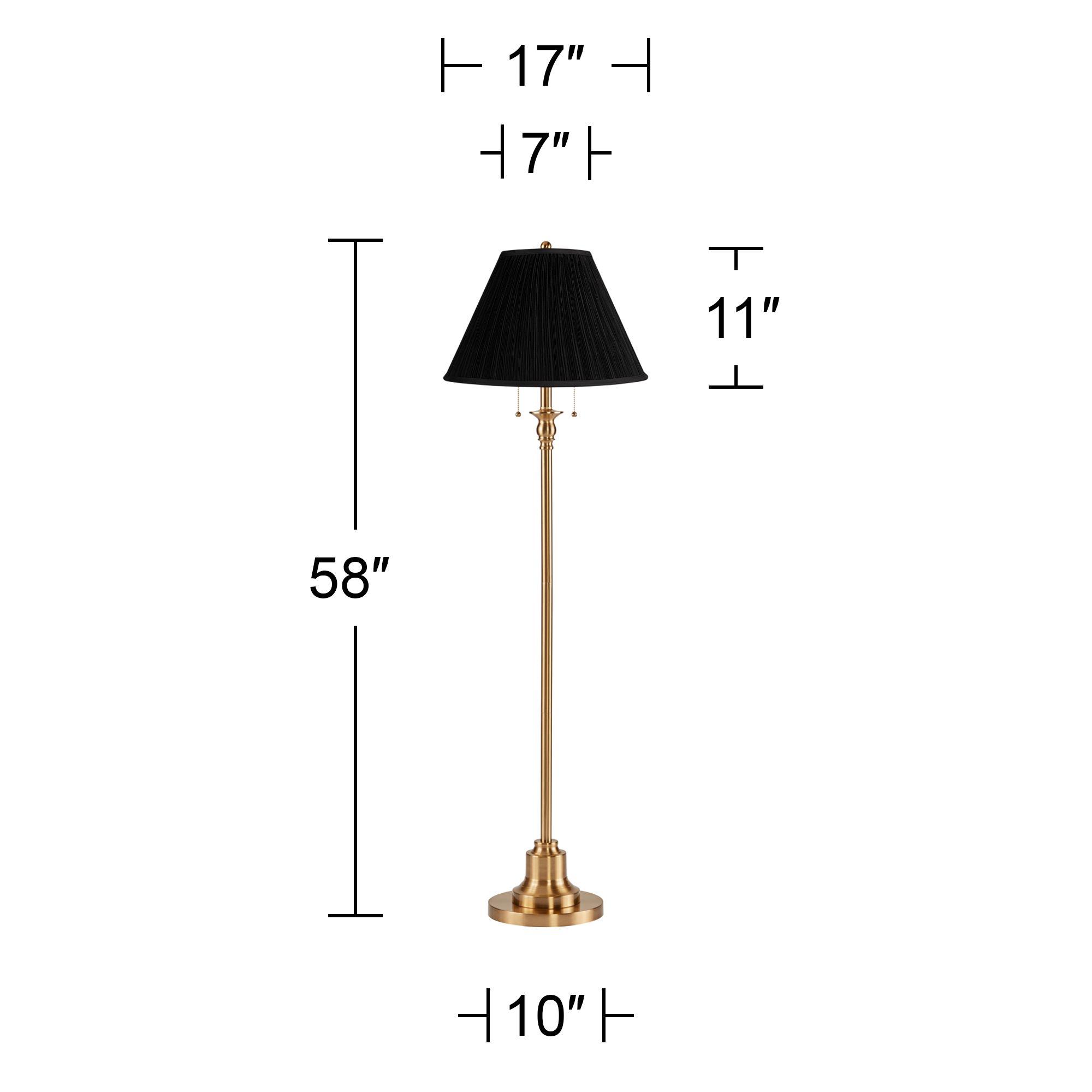 Image 5 360 Lighting Dyna 58" Antique Brass Black Mushroom Shade Floor Lamp more views