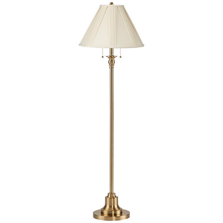 Image 1 360 Lighting Dyna 58" Antique Brass French Pleated Shade Floor Lamp
