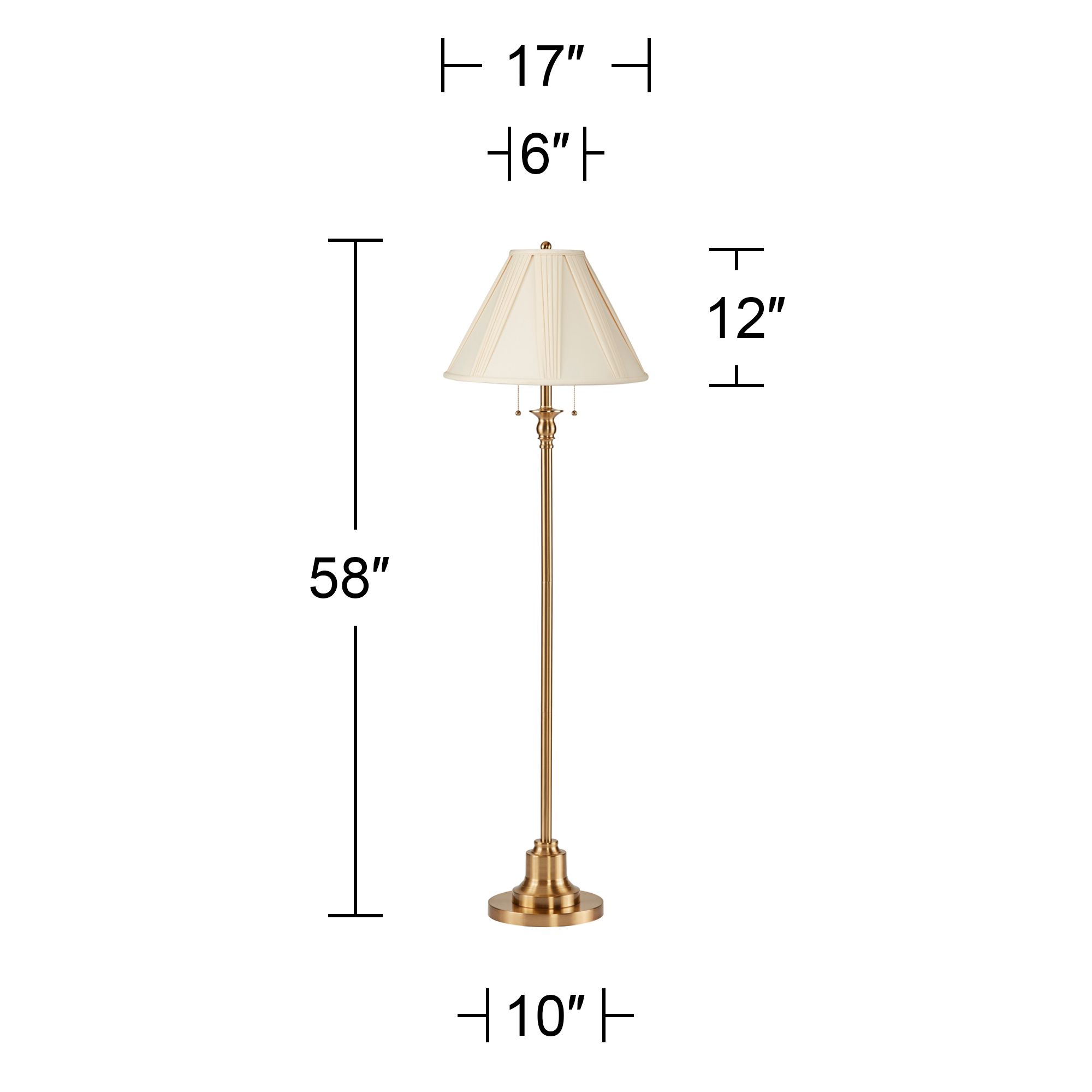 Image 5 360 Lighting Dyna 58" Antique Brass French Pleated Shade Floor Lamp more views