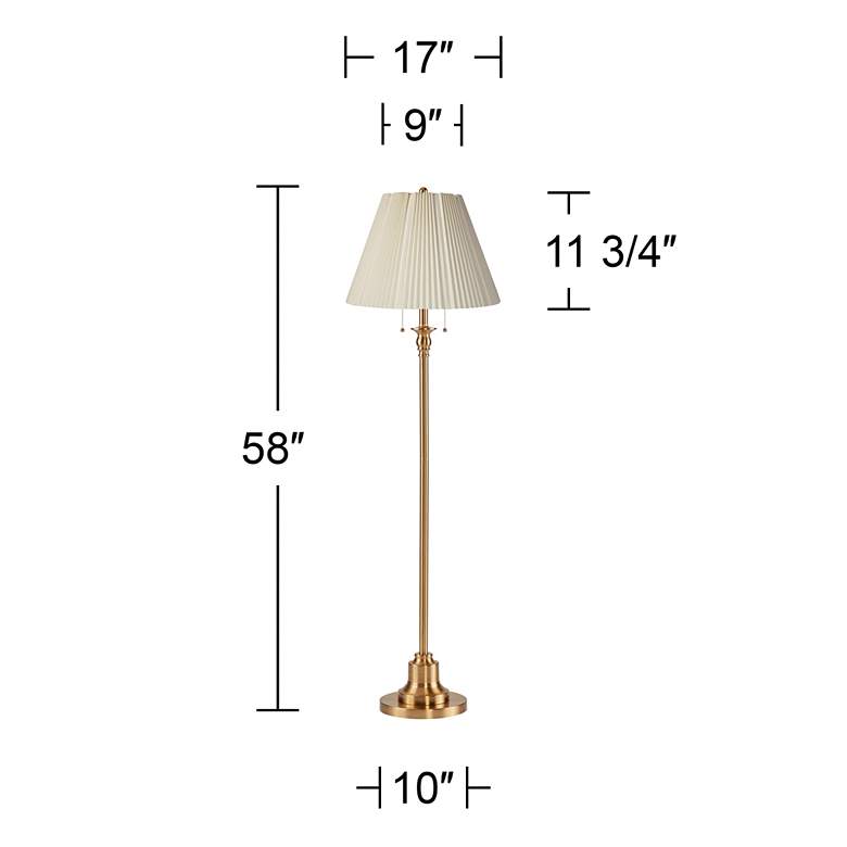 Image 5 360 Lighting Dyna 58" Antique Brass Knife Pleat Shade Floor Lamp more views