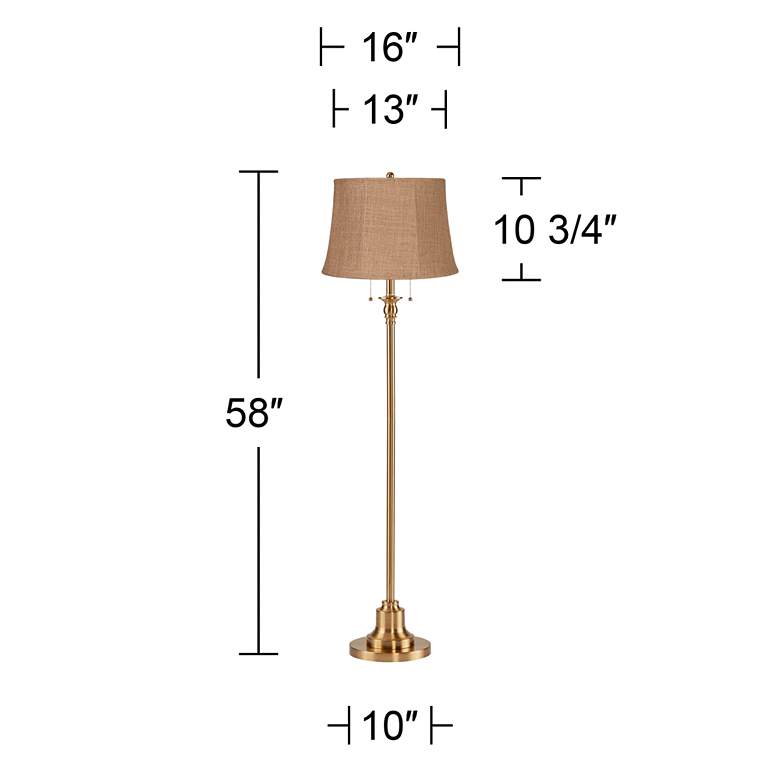 Image 5 360 Lighting Dyna 58" Antique Brass Natural Burlap Shade Floor Lamp more views