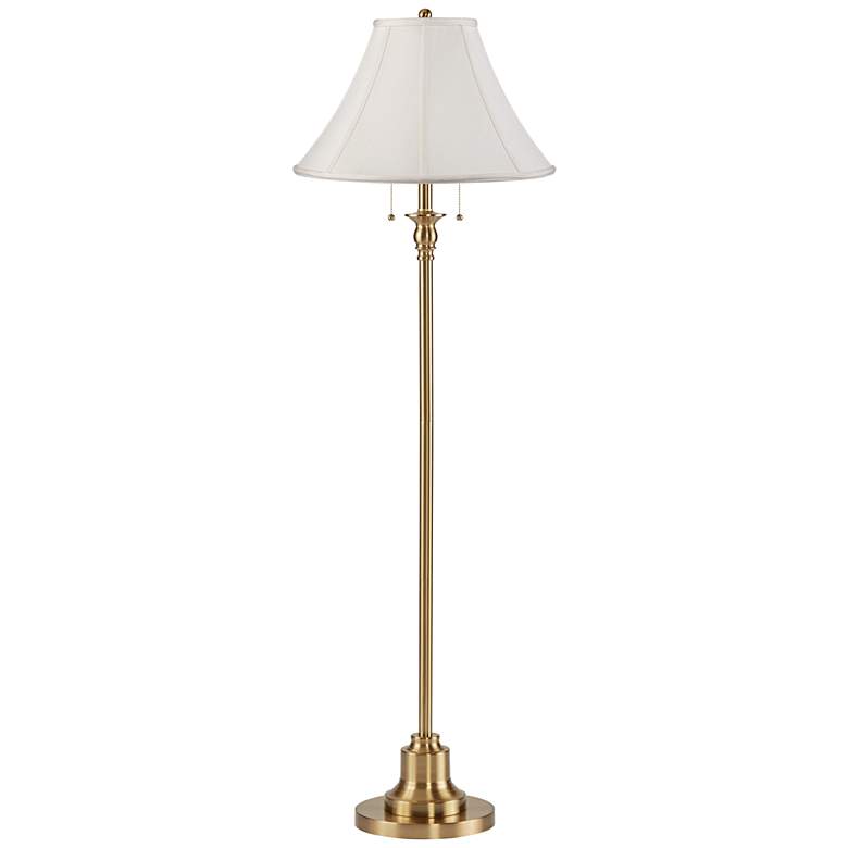 Image 1 360 Lighting Dyna 58" Antique Brass Shantung Shade Floor Lamp