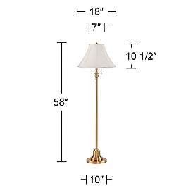 Image5 of 360 Lighting Dyna 58" Antique Brass Shantung Shade Floor Lamp more views