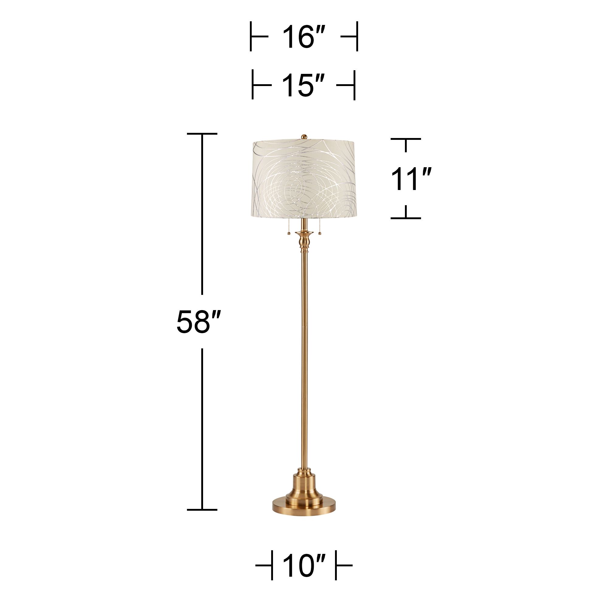 Image 5 360 Lighting Dyna 58" Antique Brass Silver Circles Shade Floor Lamp more views