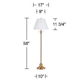 Image5 of 360 Lighting Dyna 58" Antique Brass White Pleated Shade Floor Lamp more views