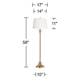 Image5 of 360 Lighting Dyna 58" Antique Brass White Pleated Shade Floor Lamp more views