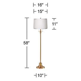 Image5 of 360 Lighting Dyna 58" Antique Brass White Ribbon Shade Floor Lamp more views
