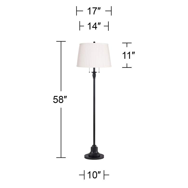 Image 5 360 Lighting Dyna 58" High Pleated Shade Black 2-Light Floor Lamp more views