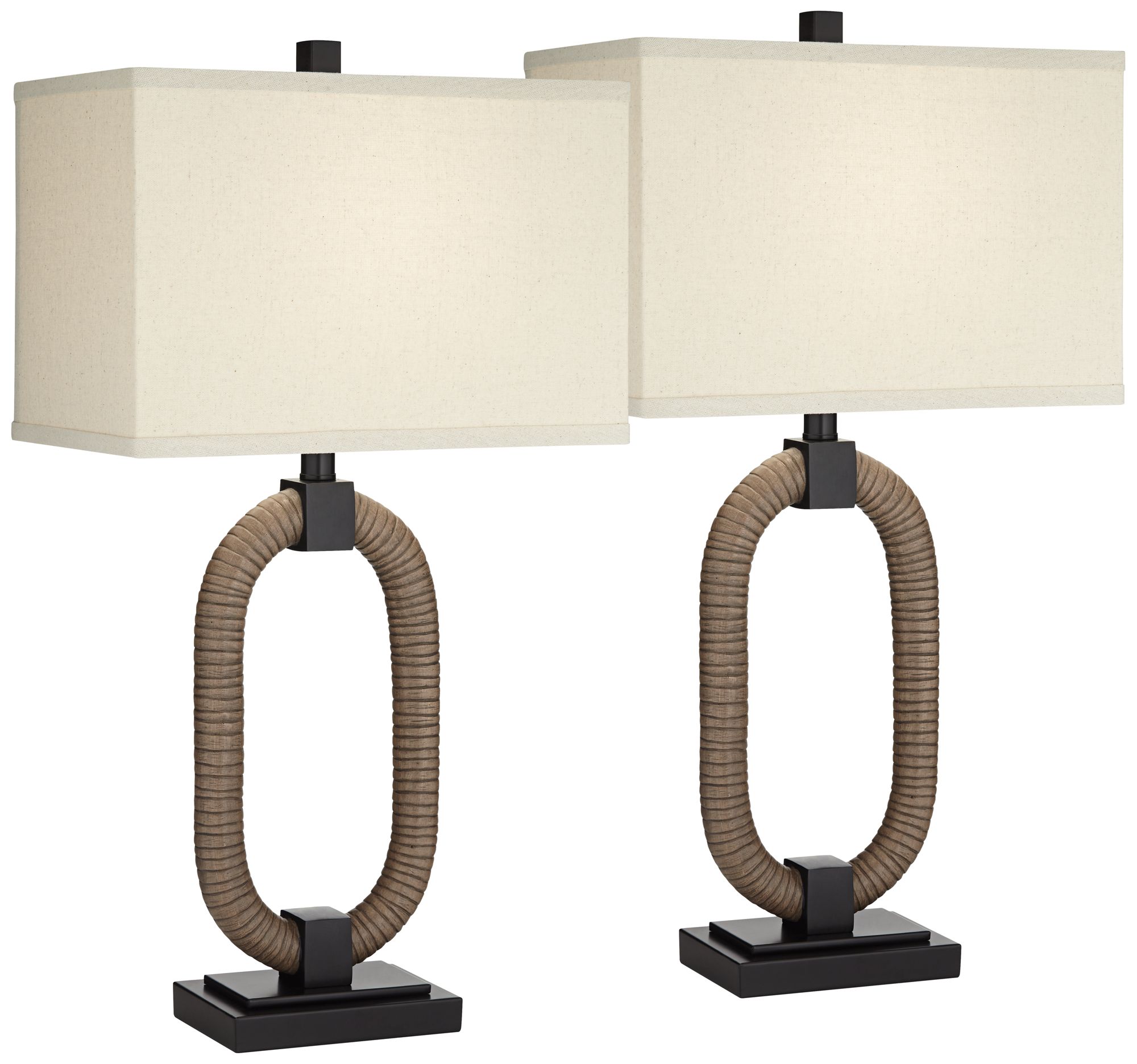 360 Lighting Egan 27 1/2" Ring Bronze and Stone Table Lamps Set of 2
