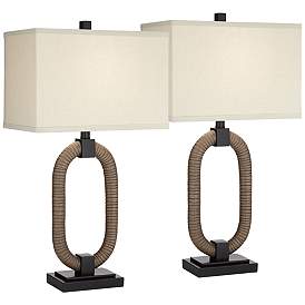Image2 of 360 Lighting Egan 27 1/2" Ring Bronze and Stone Table Lamps Set of 2