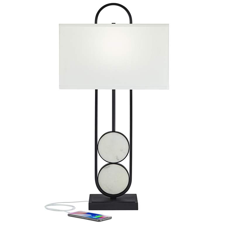 Image 2 360 Lighting Eleanor 32 1/4" Black and White Marble Modern Table Lamp
