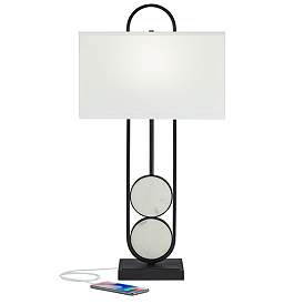 Image2 of 360 Lighting Eleanor 32 1/4" Black and White Marble Modern Table Lamp