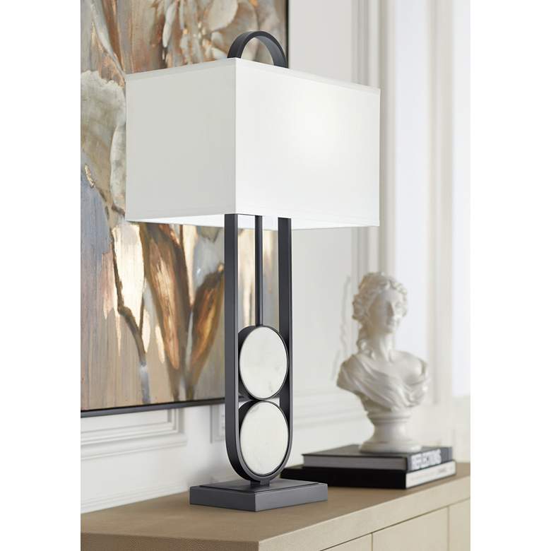 Image 1 360 Lighting Eleanor 32 1/4 inch Black and White Marble Modern Table Lamp