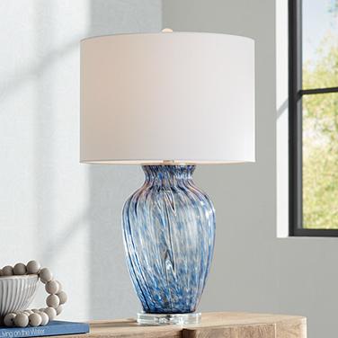 360 Lighting Electra 27 3/4" High Modern Blue Art Glass Table Lamp