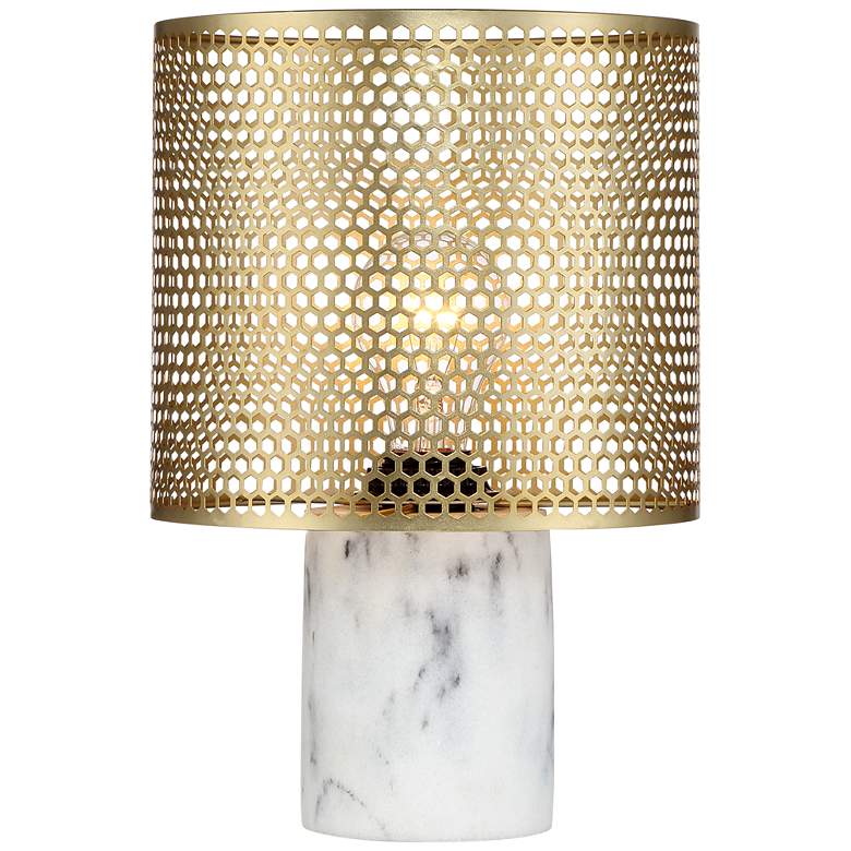 Image 3 360 Lighting Elijah 11 1/2" High Brass and Faux Marble Accent Lamp