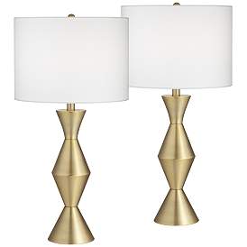 Image2 of 360 Lighting Elka 28" High Brass Finish Modern Table Lamps Set of 2