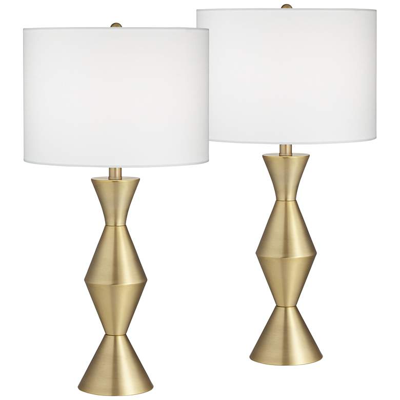 Image 2 360 Lighting Elka 28 inch High Brass Finish Modern Table Lamps Set of 2
