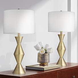 Image1 of 360 Lighting Elka 28" High Brass Finish Modern Table Lamps Set of 2