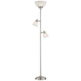 Image3 of 360 Lighting Ellery 72" Nickel Tree Torchiere 3-Light Floor Lamp