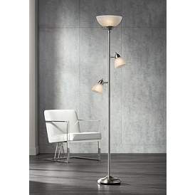 Image2 of 360 Lighting Ellery 72" Nickel Tree Torchiere 3-Light Floor Lamp