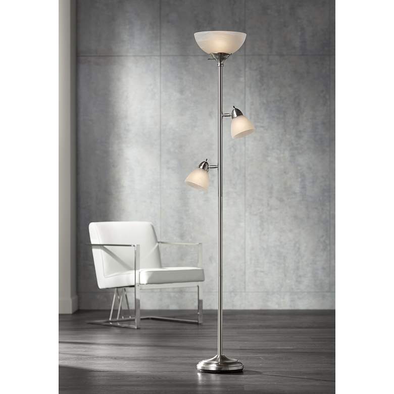 Image 2 360 Lighting Ellery 72" Nickel Tree Torchiere 3-Light Floor Lamp