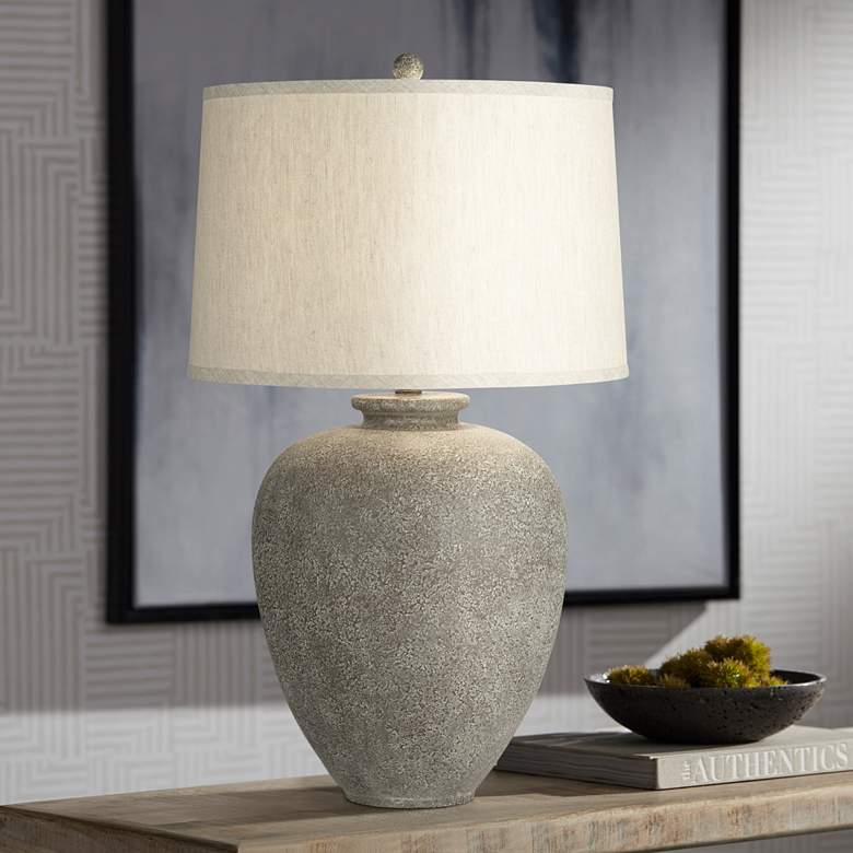 Image 1 360 Lighting Eloy 28 inch High Faux Gray Stone Modern Coastal Table Lamp