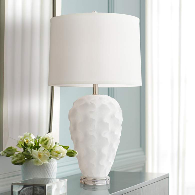 Image 1 360 Lighting Emilia 28 1/2" White Ruffles Textured Vase Table Lamp