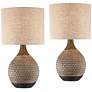 3_360 Lighting Emma 21" Brown Ceramic Mid-Century Table Lamps Set of 2