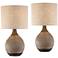 360 Lighting Emma 21" Brown Ceramic Mid-Century Table Lamps Set of 2